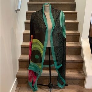 Desigual Multicolor Scarf with Green and Black Accents